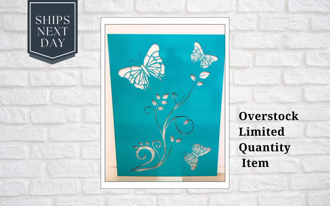 Butterfly Vine 36&quot;W x 48&quot;H - Privacy Screen Metal Garden Home Art 