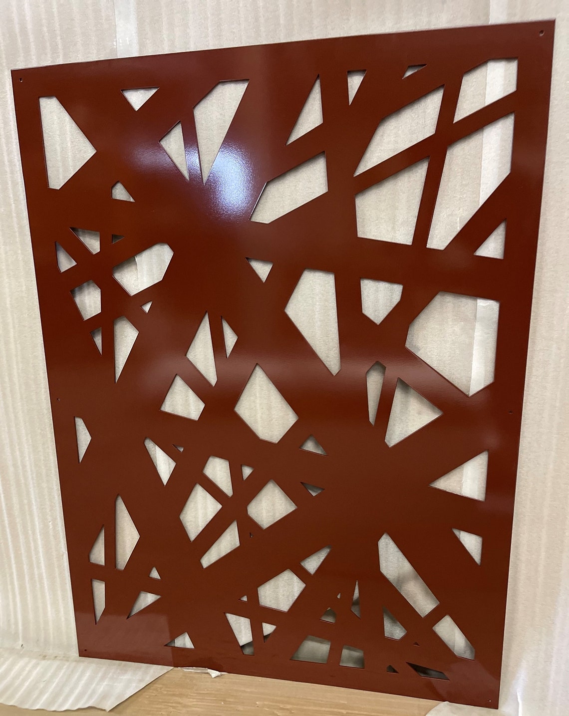 Abstract 1 - 36"w x 48"h-Chestnut Brown -Metal Decorative Panel Privacy Indoor Outdoor Garden Fence Art