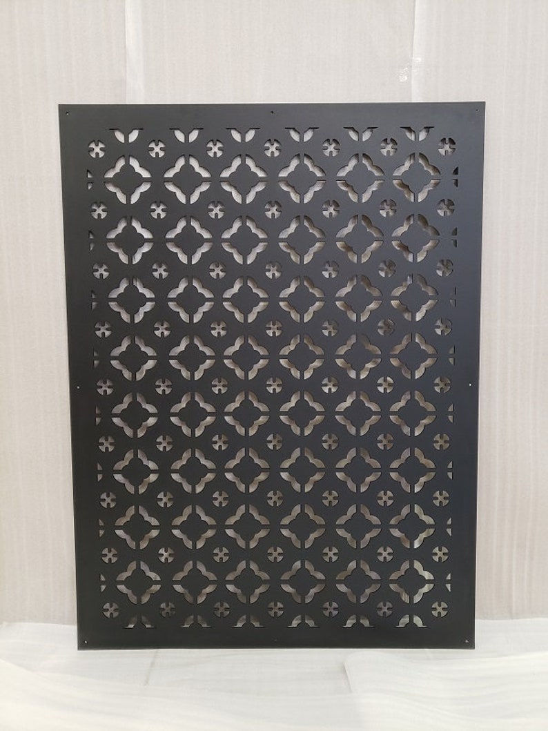 East 1 36 x 48 - Textured Black-Metal Decorative Panel Privacy Indoor Outdoor Garden Fence Art