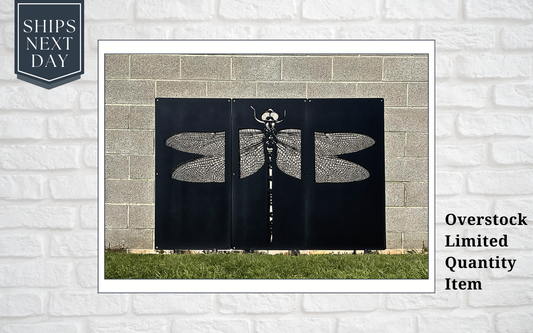 Dragonfly Wings 3-Panel Set 24"W X 48"H Textured Black with Wall Stand Offs. Privacy Panel