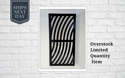 Waves- 24"w x 48"h-Jet Black - Metal Decorative Panel Privacy Indoor Outdoor Garden Fence Art