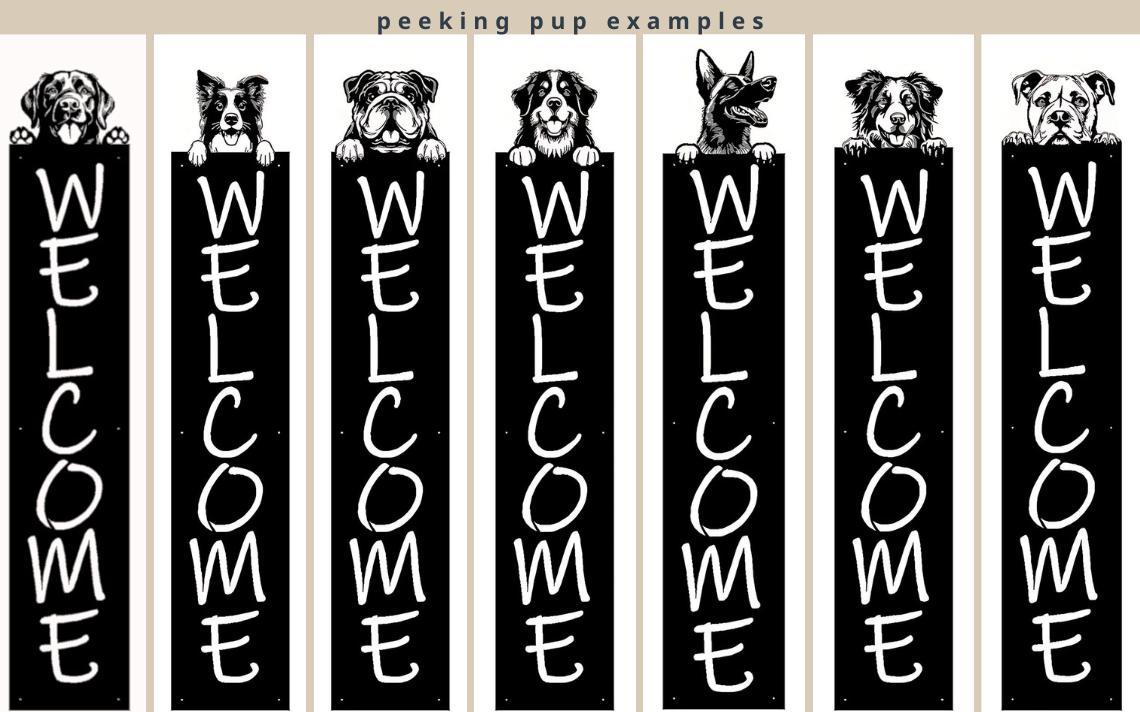 Welcome Sign with Peeking Pup