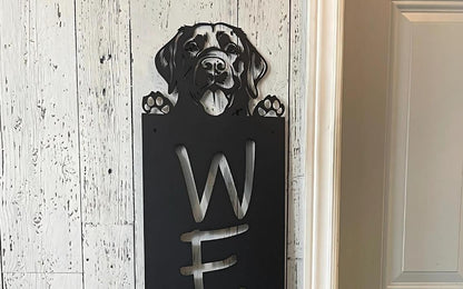 Welcome Sign with Peeking Pup