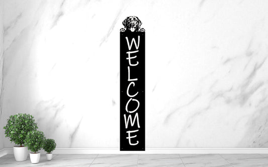 Welcome Sign with Peeking Pup