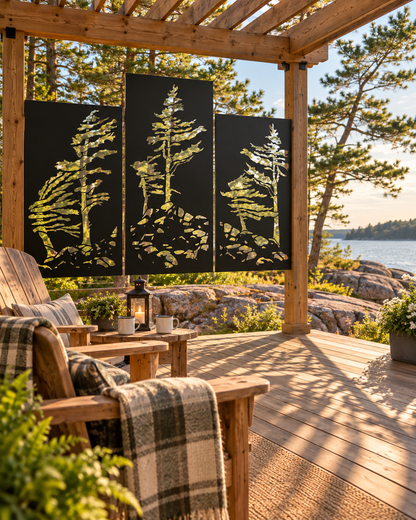 Wispy Pines 3-Panel Decorative Privacy Screen