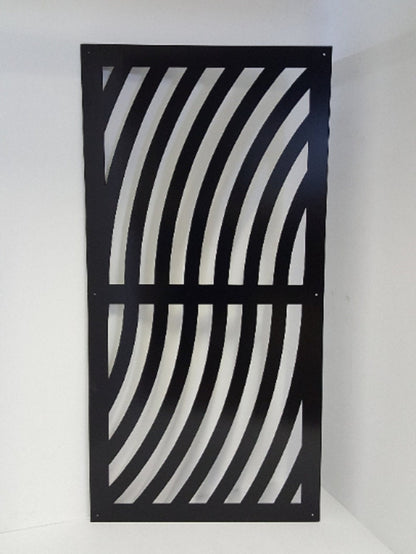 Waves- 24"w x 48"h-Jet Black - Metal Decorative Panel Privacy Indoor Outdoor Garden Fence Art