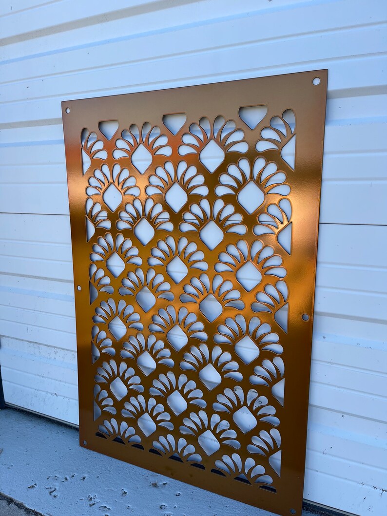 East2 24" x 48" Limited Edition Colour Transparent Gold with Wall Standoffs ,Metal, Art Deco Decorative Panel